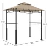 Outdoor Khaki Barbecue Grill Gazebo 8' X 5' With Led