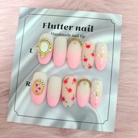 Antique Parts Pinkgra Princess Handmade Nail Tips - Mediaval / 엔틱파츠 핑크그라 공주 수제네일팁 - 미디오발