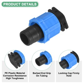 M METERXITY 5-Pack Drip Irrigation Barbed Locking Fittings, 5/8 Inch Tubing End Caps Connector Plastic Coupling for Greenhouse/Aquarium/Garden Watering System, Drip Irrigation Parts