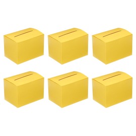 PATIKIL Cardboard Suggestion Box, 6 Pcs 6.5 x 4.5 x 4.5 Inch Ballot Box with Removable Header Board Raffle Box for Suggestion, Collection, Tip, Donate, Voting, Yellow