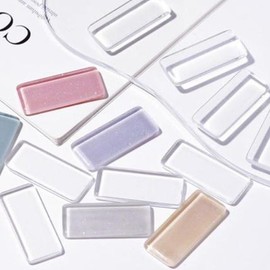 Rectangular Glass Bead Art Tips 10-Pack Nail Chart Board / 직사각 유리알 아트팁 10개입 네일차트판