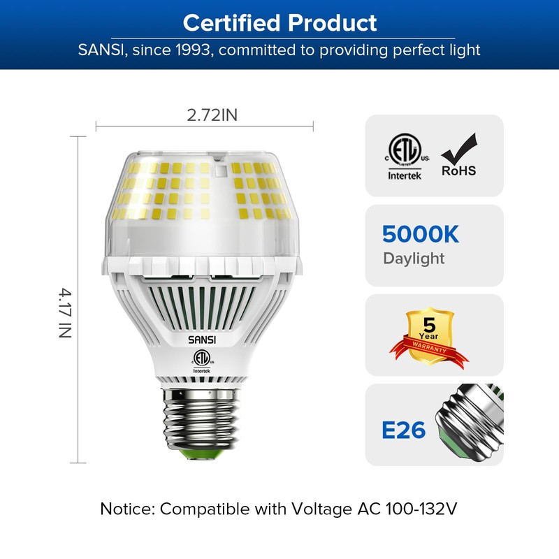 SANSI 300W Equivalent 5000 Lumens LED Light Bulb, 5000K Daylight