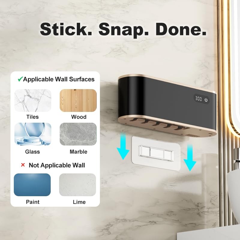 UV Toothbrush Sanitizer Holder for 4 | Wall Mounted Toothbrush
