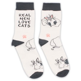 ‘Real Men Love Cats’ Socks, Novelty Socks, Cat Gifts for Cat Lovers Men, Cat Dad Gifts for International Cat Day, Birthday, Christmas, Thanksgiving, Easter, Valentine’s Day. (024)