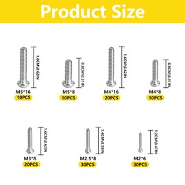 520 Pcs Bolts and Nuts Set, M2 M2.5 M3 M4 M5 Nuts and Bolts Assortment, Assorted Nuts and Bolts Set, Stainless Steel Cross Pan Head Screws Bolts Nuts Washers Set, Machine Screws Bolts Set