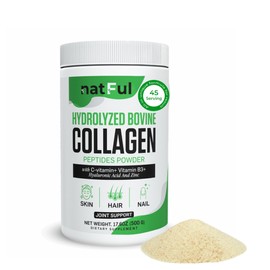 NATFUL Collagen Peptides Powder – Hydrolyzed Bovine Collagen with Vitamin C, Hyaluronic Acid, Zinc & B3 – Type 1 & 3 Unflavored Protein Powder for Women & Men Hair, Skin, Nails, Joints 45 Servings