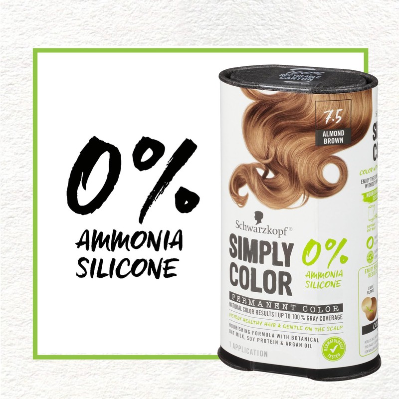 Schwarzkopf Simply Color Permanent Hair Dye, 7.5 Almond Brown, Long-Lasting