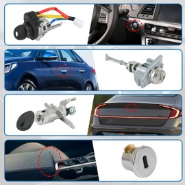 DICMIC - Juego de cilindros de bloqueo completo con llave de encendido compatible con Hyundai Sonata 2015-2019 Sonata Hybrid 2016-2019 Reemplazo# 81970-C1A00