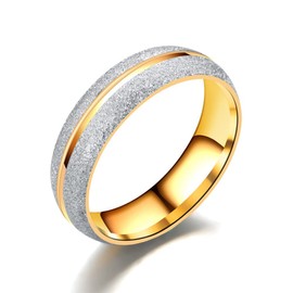 chengxun Titanium Steel Frosted Couple Ring Stainless Steel Diamond Ring Gold Zircon Ring for Women and Men (No diamonds, 9)