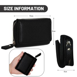 PU Leather Wallet for Women Coin Purse Mini Purse for Women with Long Card Holder Key Case Small Bag for Women, black, Modern