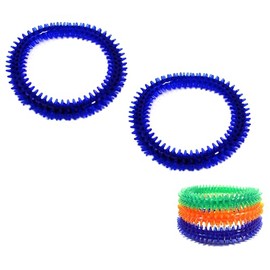 Honeey Puppy Biting Dog Chew Ring Toy Dental Soft Rubber Teething Training, Dogs less than 10kg (2x Blue Rings)