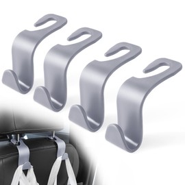LivTee Car Seat Headrest Hook, Car Headrest Hidden Hook, 4 Pack Universal Auto Car Back Seat Hook Organizer for Purse Coat, Car Interior Accessories (Gray)