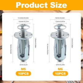 20Pcs Carbon Steel Petal Expansion Nuts, M5 M6 Hollow Jack Nuts, Zinc-Plated Threaded Cavity Anchors, Thins Metal Expansion Nut With Screw, Petal Insert Nuts for Plastic Polywood Pressboard