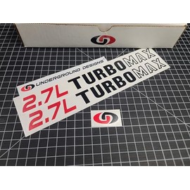 2.7L TURBOMAX Decals (2pk) Truck Hood Fender Stickers Fits 2024 2025 Silverado Colorado (Gloss Black & Red)