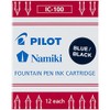 Pilot IC100, Repuesto Tinta Líquida Negra/Azul, 12 Cartuchos