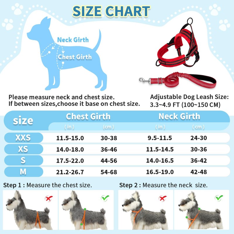 SlowTon No Pull Small Dog Harness and Leash Set, Puppy