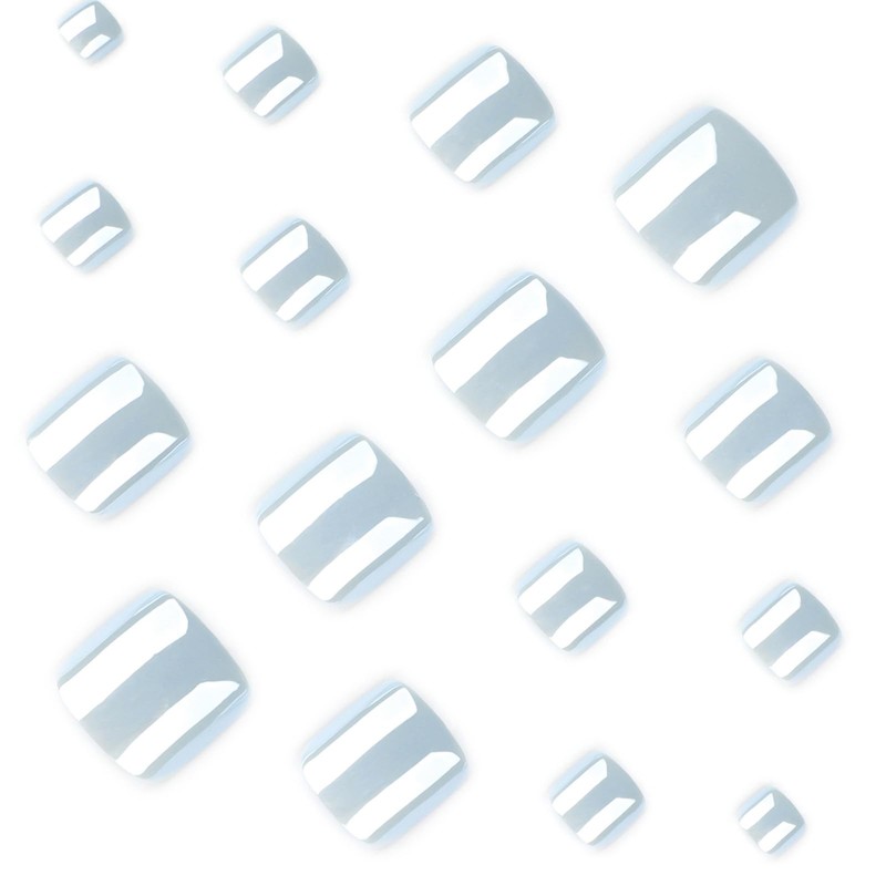 IMRAIN Blue Press on Toenails Short Square Fake Toe Nails