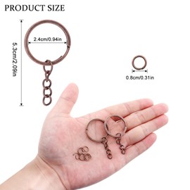 Chuyau 20Pcs Keychain Key Ring with Chain Bulk Split Key Chain，1.1 Inch Key Chains Parts with Open Jump Ring Connector for Jewelry Making Crafts (Bronze)