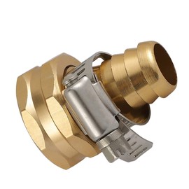 Hanobo 2 Pack Brass 1/2 Inch Female Thread Garden Hose Connectors Repair Mender with Clamps