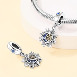 Andora 925 Sterling Silver Sunflower Charm for Bracelet and Necklaces Golden Beads Charms Dangle Pendant,Jewelry Beads Gifts for Women