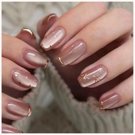 MISS MUMU Nail Tips, 24 Pieces, Nail Tips, Short, Spring, Summer, Simple, Cute, Popular, Nail Seal, Bride Nails, Glossy, False Nails, Coming of Age of Age Ceremonies, Weddings, School Entrance