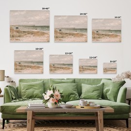 Poster Master Beach House Painting Canvas - Retro Landscape Print - Pastel Muted Art - Gift for Men & Women - Coastal Decor for Bedroom, Lake, Ocean or Beach House - Available in 8x10 to 30x40