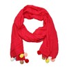 ACC Women's Bobble Scarf Cotton Colourful Girls, red