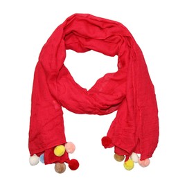 ACC Women's Bobble Scarf Cotton Colourful Girls, red