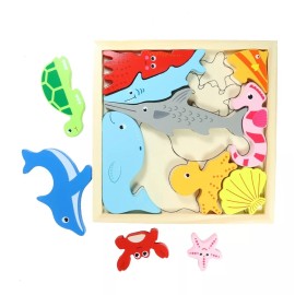 Vaga Rompecabezas Didáctico Madera Figuras Animales Juegos Niños