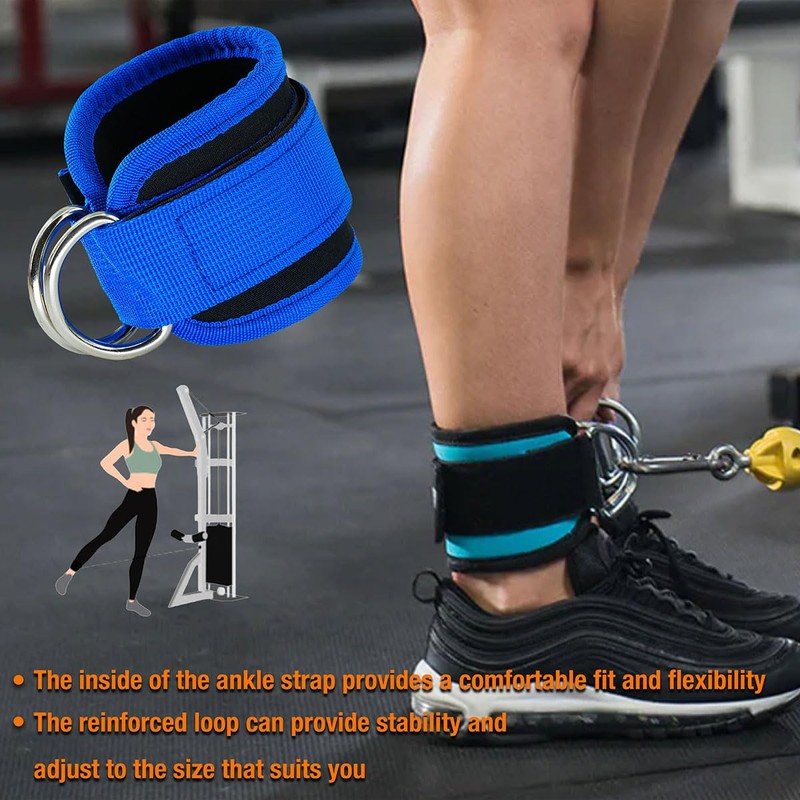 Ankle Straps,Double D-Ring Ankle Resistance Bands Adjustable Wrist Cuffs Kickback
