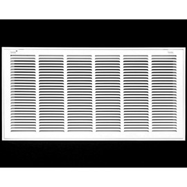 32" X 12" Steel Return Air Filter Grille for 1" Filter - Easy Plastic Tabs for Removable Face/Door - HVAC Duct Cover - Flat Stamped Face -White [Outer Dimensions: 33.75w X 13.75h]
