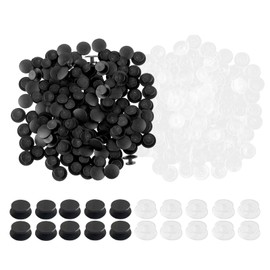 Yoogeer 200Pcs Round Plastic Buttons, DIY Shoe Charm Accessories (Black, Clear, 12mm x 10mm x 6.1mm)