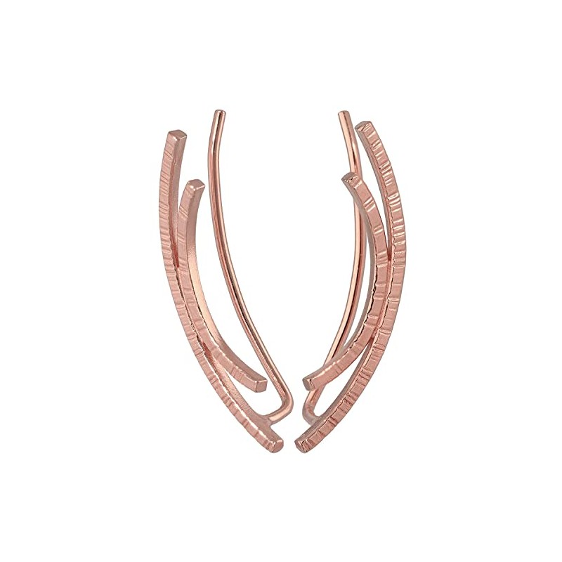 Rose gold-plated minimalist ear cuff earrings made of sterling silver,