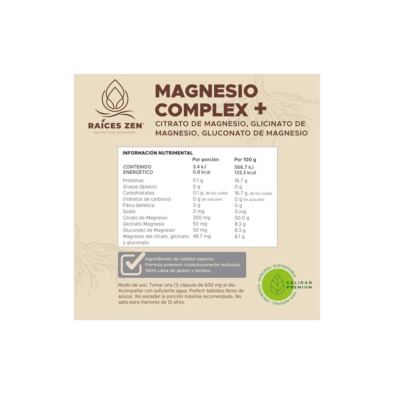 Tres Magnesios Complex | Glicinato de Mangesio Citrato de Magnesio