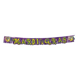 Fun Express - Mardi Gras Metallic Fringed Banner for Mardi Gras - Party Decor - Hanging Decor - Misc Hanging Decor - Mardi Gras - 1 Piece