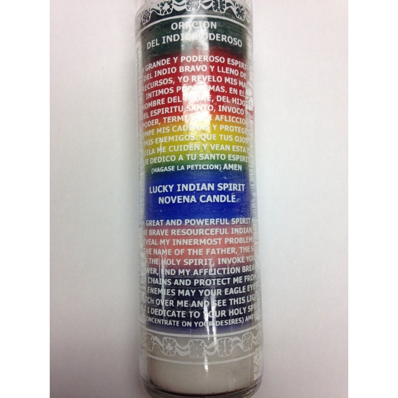 Lucky Indian Spirit 7 Color Silk Screen Candle in Glass