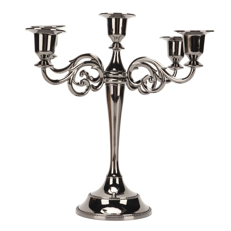 Metal Candelabra Black 5 Arms Elegant Colorfast Stable Wide Base