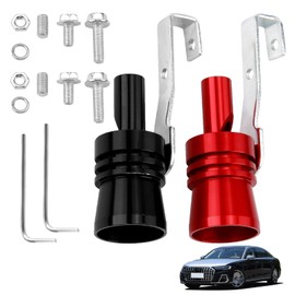Pack of 2 Exhaust Sound Booster, Turbo Sound Simulator Whistle, Sound Booster, Aluminium Alloy Car Turbo, Sound Generator Car, for Cars on All Models, Red, Black