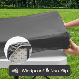 Romanstile Rectangle Vinyl Tablecloth, 100% Waterproof Elastic Fitted Table Covers for 6 Foot Tables, Wipeable Flannel Backed Plastic Table Cloths for Picnic/Camping/Outdoor - Grey, 30 x 72