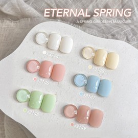 GAOY Pastel Spring Gel Nail Polish Set, 6 Colors Blue Green Pink, Soak Off UV Cure Gel for DIY Manicure at Home, Eternal Spring