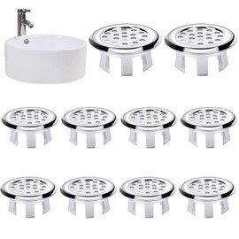 10 Pack Sink Overflow Ring, Sink Basin Trim, Plastic Mesh Hole Trim Rings Kitchen Basin Trim Replacement Round Caps Insert in Hole Sink Hole Cover