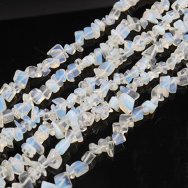 YYlingx 1 Strands About 220pcs Irregular Opal Crystal Chip Beads, Healing Tumbled Chip Stone Natural Opalite Beads for DIY