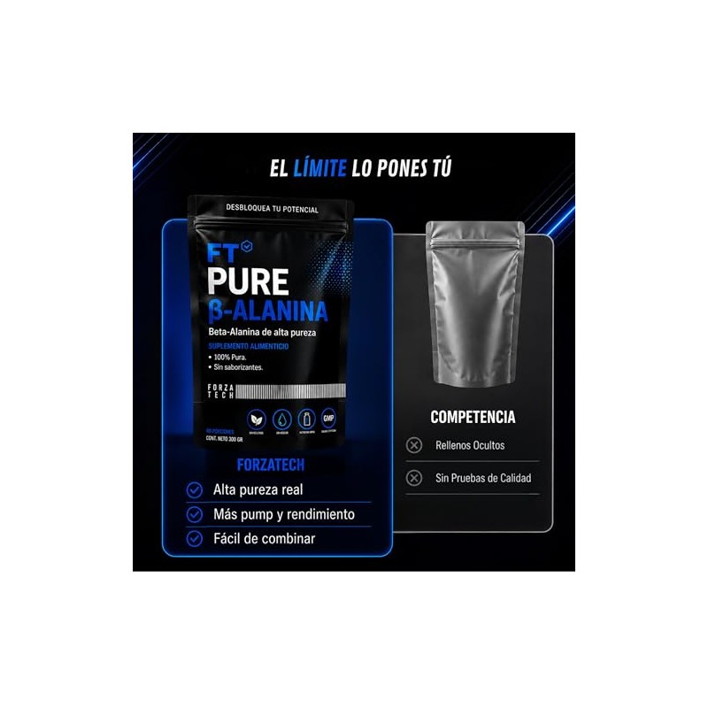 ForzaTech Beta Alanina 100% de Alta Pureza en Polvo 300g