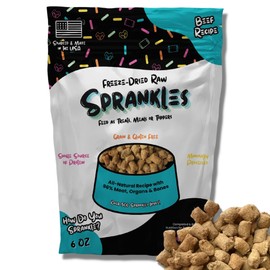 SPRANKLES Freeze Dried Dog Food for Small & Large Breeds Dogs, 6 Oz Beef Dog Food Toppers for Picky Eatres, Made in USA - Grain Free & All Natural Freeze Dried Dog Treats Made with 96% Meat Organs