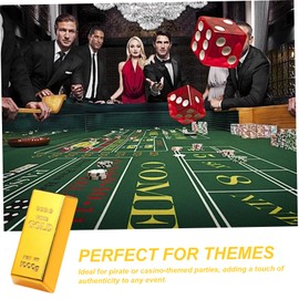 Fake Gold, 6.5x3.0x1.9 Inch ABS Electroplating Pirate Gold, 5Pcs Suitable for Pirate, Casino Theme Party Decorations-