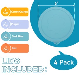 LUVCOSY 4 Cup Silicone Replacement Lids Storage Cover for Pyrex 7201-PC Glass Bowls (Container not Included) 4 Pack Microwave, Dishwasher and Freezer Safe