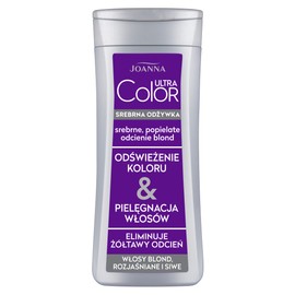 JOANNA Ultra Color Silber Spülung - Haarspülung für Frauen - Farbverbessernde Pflegespülung - Neutralisierung von Unerwünschten Gelbtönen - Erleichtert das Kämmen der Haare - Silberblondtöne - 400 ml