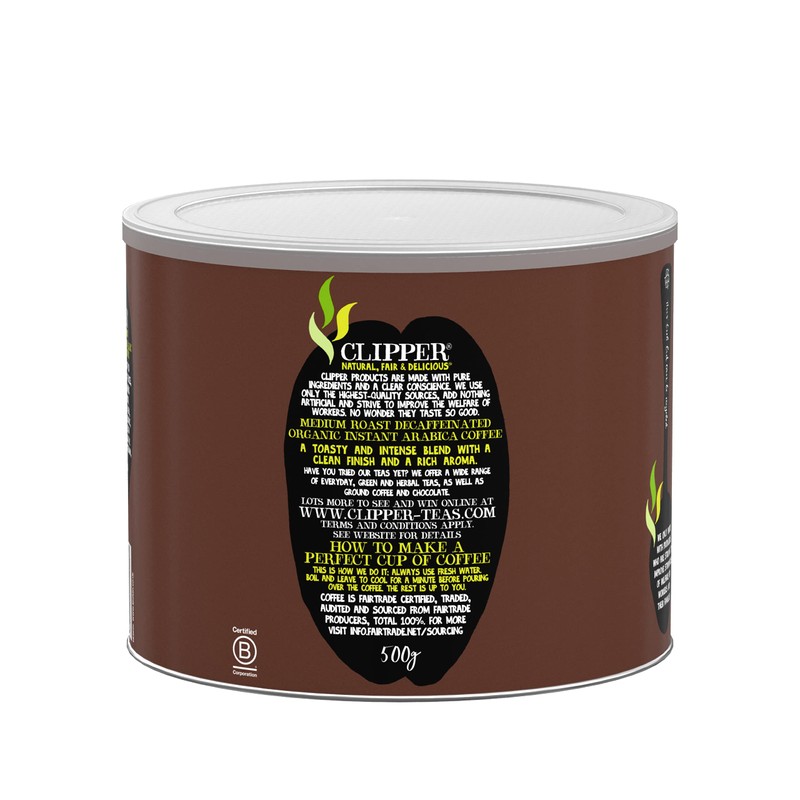 Clipper Organic Medium Roast Decaf Arabica Coffee | Decaffeinated Instant
