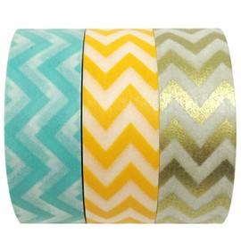 Wrapables Carefree Japanese Washi Masking Tape (Set of 3), 10M L x 15mm W