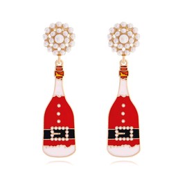 MEIZIQL Christmas Earrings for Women Christmas Tree Reindeer Dangle Drop Earrings Cute Gingerbread Man Studs Hypoallergenic Party Festival Holiday Jewelry Gift(red wine glass)